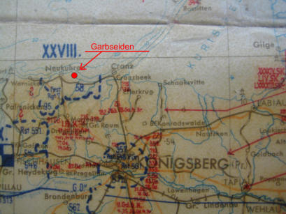 Militrische Lage 3.2.1945, abends, kurz vor Erreichen der Front bei Garbseiden
